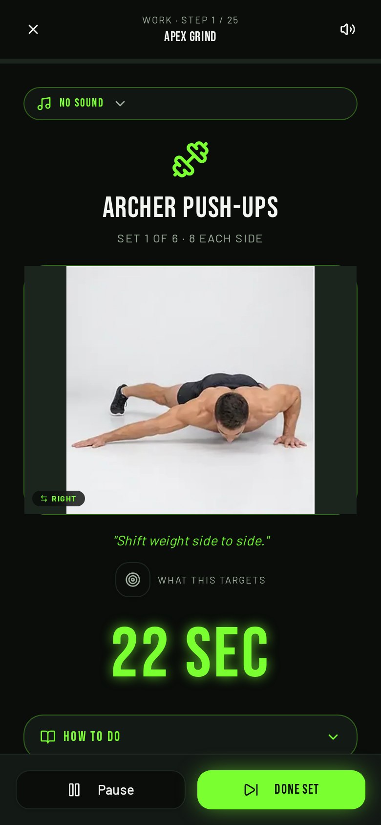 Vigorous Home app Guided sessions screen
