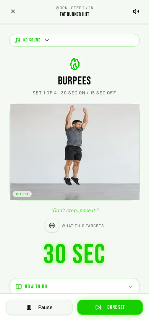 Vigorous Home app Guided sessions screen